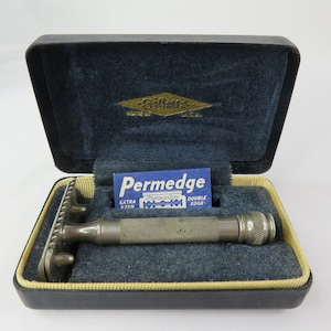 Maquinilla de afeitar Gillette con cuchilla de repuesto en estuche Maquinilla de afeitar de viaje 1918