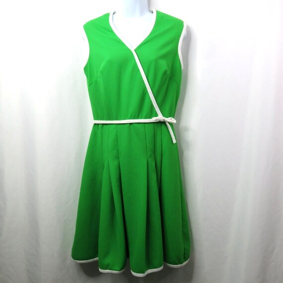 Vintage Kay Windsor Green White Dress early 1960s… - image 1
