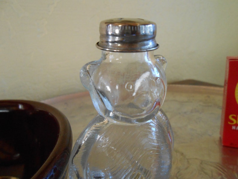 2 Vintage Clear Glass Cinnamon Sugar Bears /Salt & Pepper Etsy