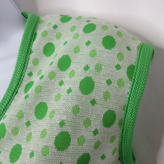 Vintage Green White Polka Dot Dress early 1960s S… - image 5