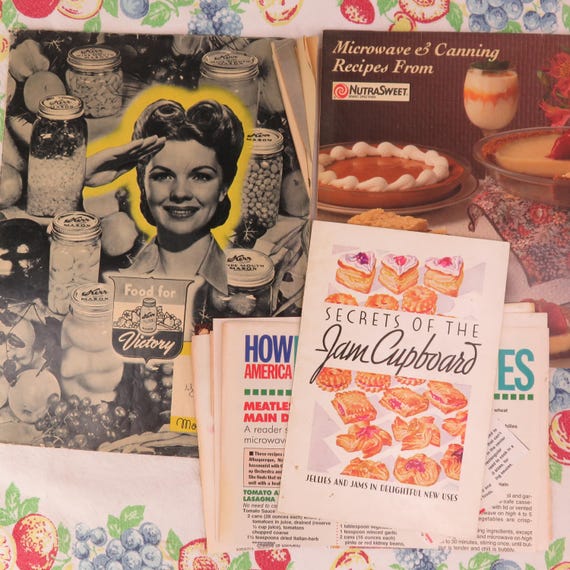 Lot of 3  Home Canning Jam Jelly Booklets Kerr Food for Victory Secrets of the Jam Cupboard by Certo and Microwave & Canning Nutrasweet