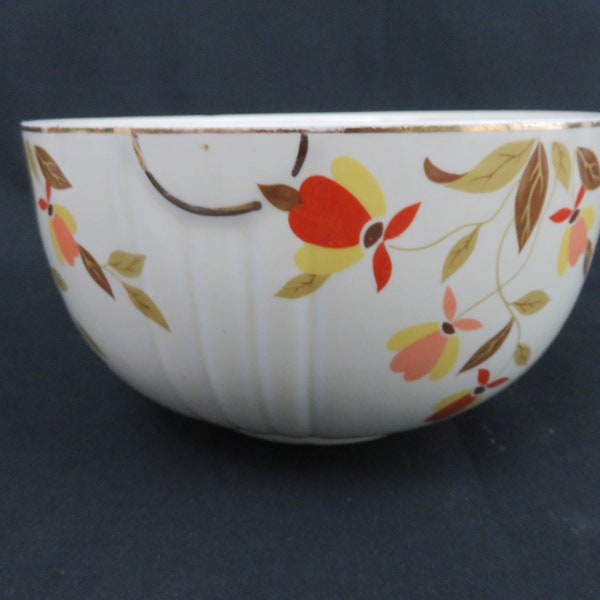 Hall Autumn Leaf 7" Radiance  Bowl Vintage 2 Quart Jewel Tea Mixing Bowl- Orange and Yellow Flowers and Leaves