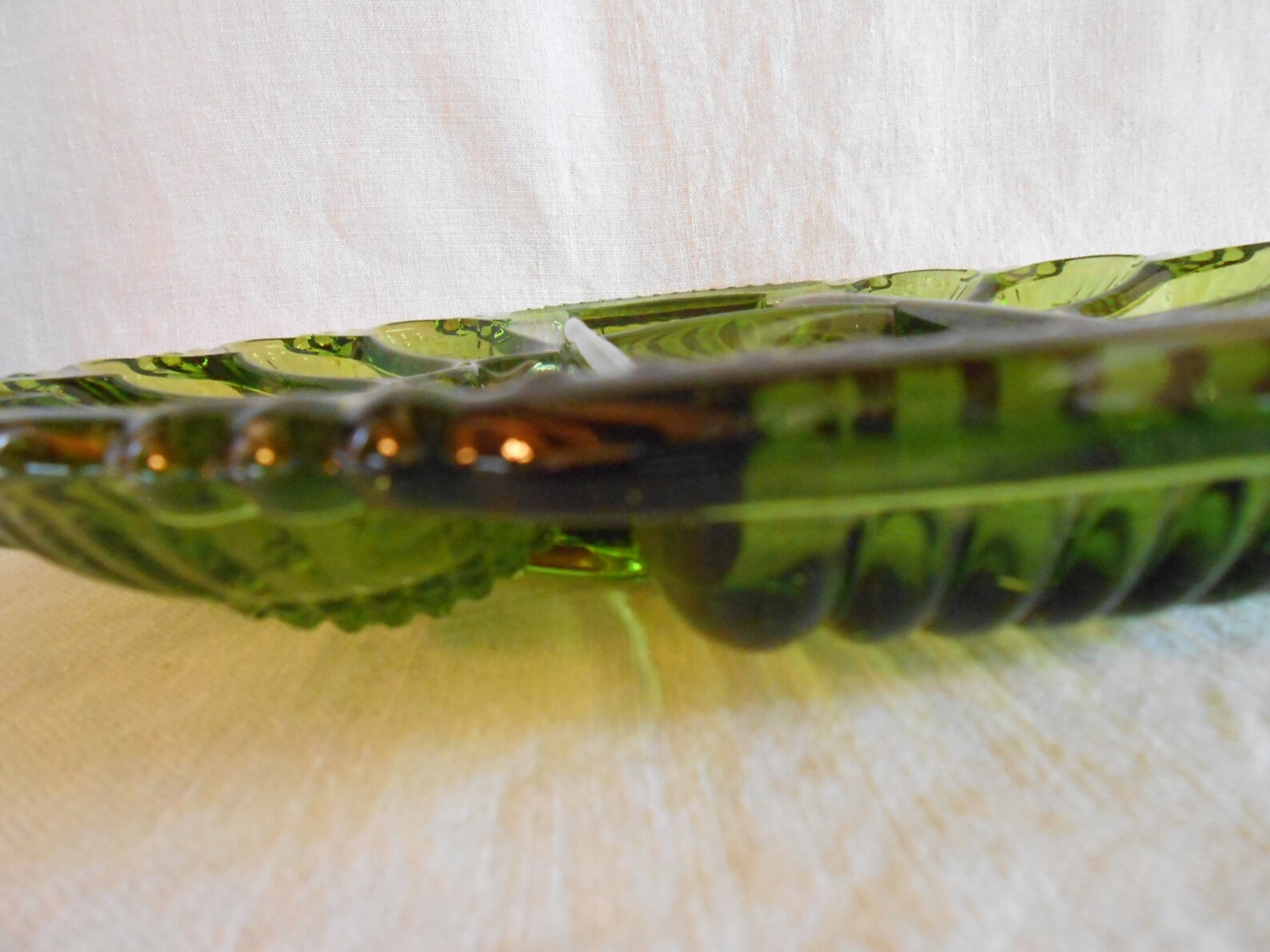 Green Glass Egg Plate / Egg Platter / Deviled Egg Plate with Etsy