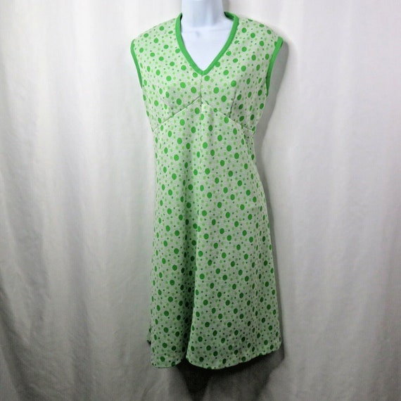 Vintage Green White Polka Dot Dress early 1960s S… - image 1