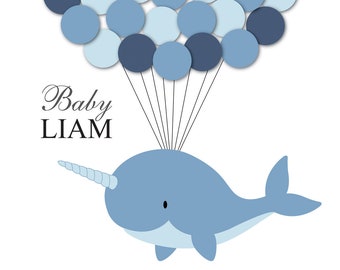 Baby Shower Guest Book Alternative Narwhal Baby Shower Narwhal Guest Book Poster Guest Sign In Personalized Guest Book Customized Guest Book