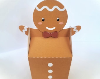 Gingerbread Man Favor Box Candy Gift Party Favor Treat Box Gingerbread Cookie Favor Box Christmas Treat Box Favors Silhouette Studio