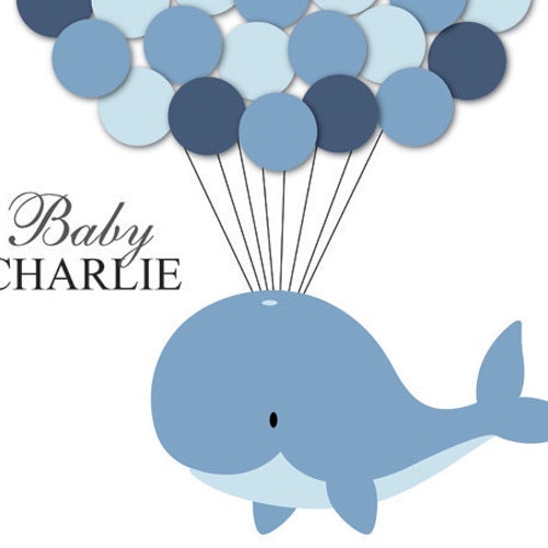 Watercolor Baby Shower Guest Book Alternative Whale Baby Etsy