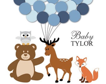 Woodland Animals Baby Shower Guest Book Alternative Baby Shower Birthday Balloons Poster Print Guest Sign In Personalized Unique Creative