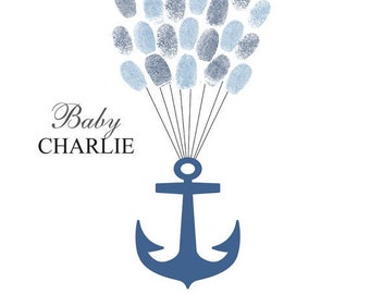 Nautical Baby Shower Guest Book Alternative Baby Shower Anchor Guestbook Thumbprint Guestbook Baby Shower Fingerprint Nautical Guestbook