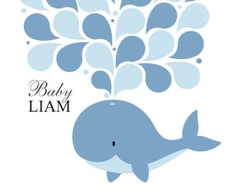Baby Shower Guest Book Alternative Whale Baby Shower Whale Guest Book Poster Guest Sign In Personalized Guest Book Customized Guest Book