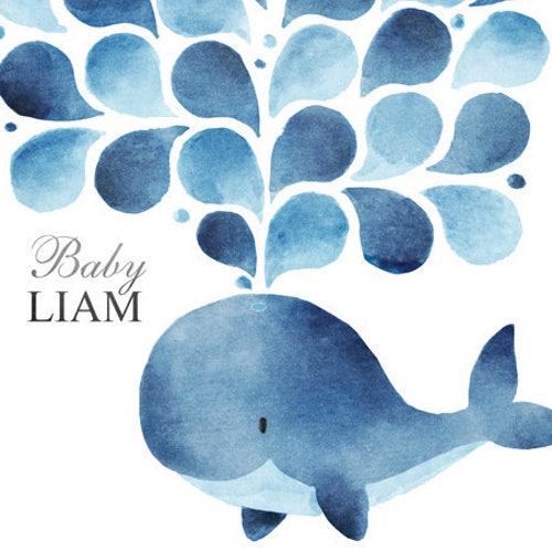 Watercolor Baby Shower Guest Book Alternative Whale Baby Etsy