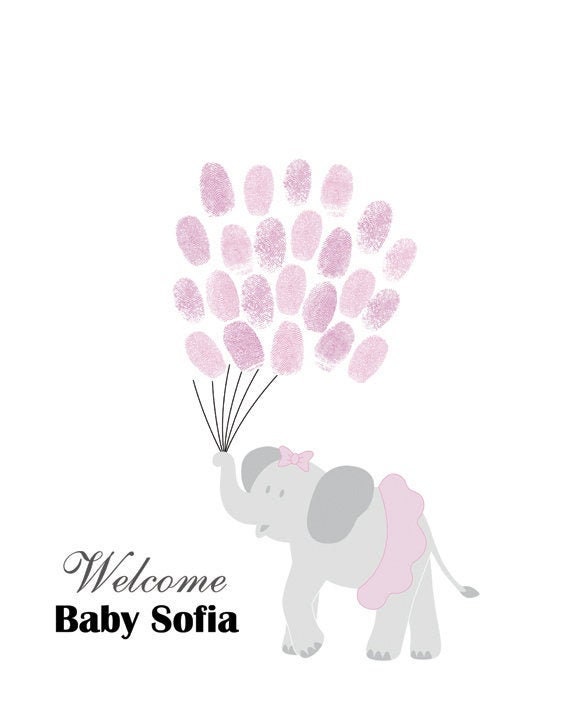 baby shower fingerprint elephant