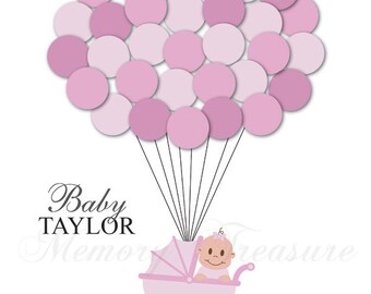 Baby Shower Guestbook Alternative Guest Sign In Ideas Stroller Balloons Poster Print Guest Sign Personalized Unique DIGITAL FILE ONLY!