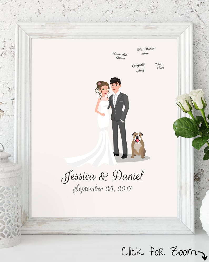 Wedding Guest Book Alternative Custom Couple Portrait Custom Portrait Guest Book Unique Guest Book Personalized Guest Book American Bulldog