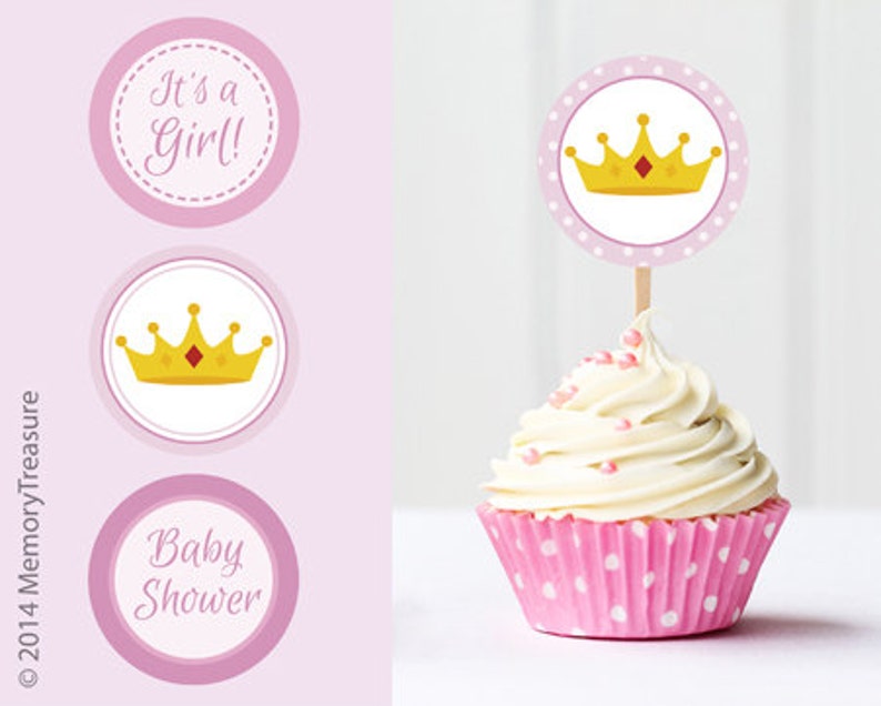 Princess Baby Shower Cupcake Toppers Para Imprimir Bebe Ducha Etsy