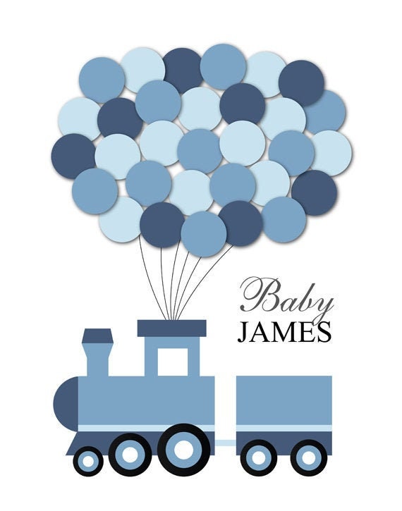 Baby Shower Guest Book Alternative Train Poster Sign Nursery Birthday Party Choo