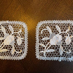 Antique French Linen /  Handmade Lace Doilies.