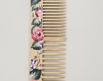 Hand painted wooden comb  .