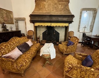 Antique French Linen /Flat Sheet with Embroidered Bee design.