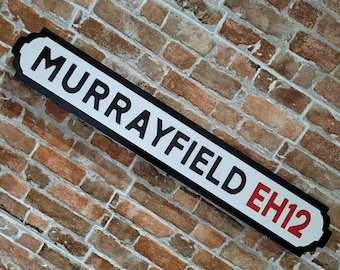 Murrayfield Stadium Rugby Ground Indoor Raised Lettering Faux Cast Iron Effect Old Fashion Edinburgh Street Sign Perfect Home Decor Gift
