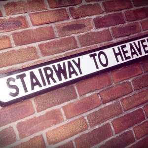 Led Zeppelin Inspired Stairway To Heaven Old Fashioned Faux Cast Iron Customisable London Street Sign Perfect Home Plaque Decor Gift