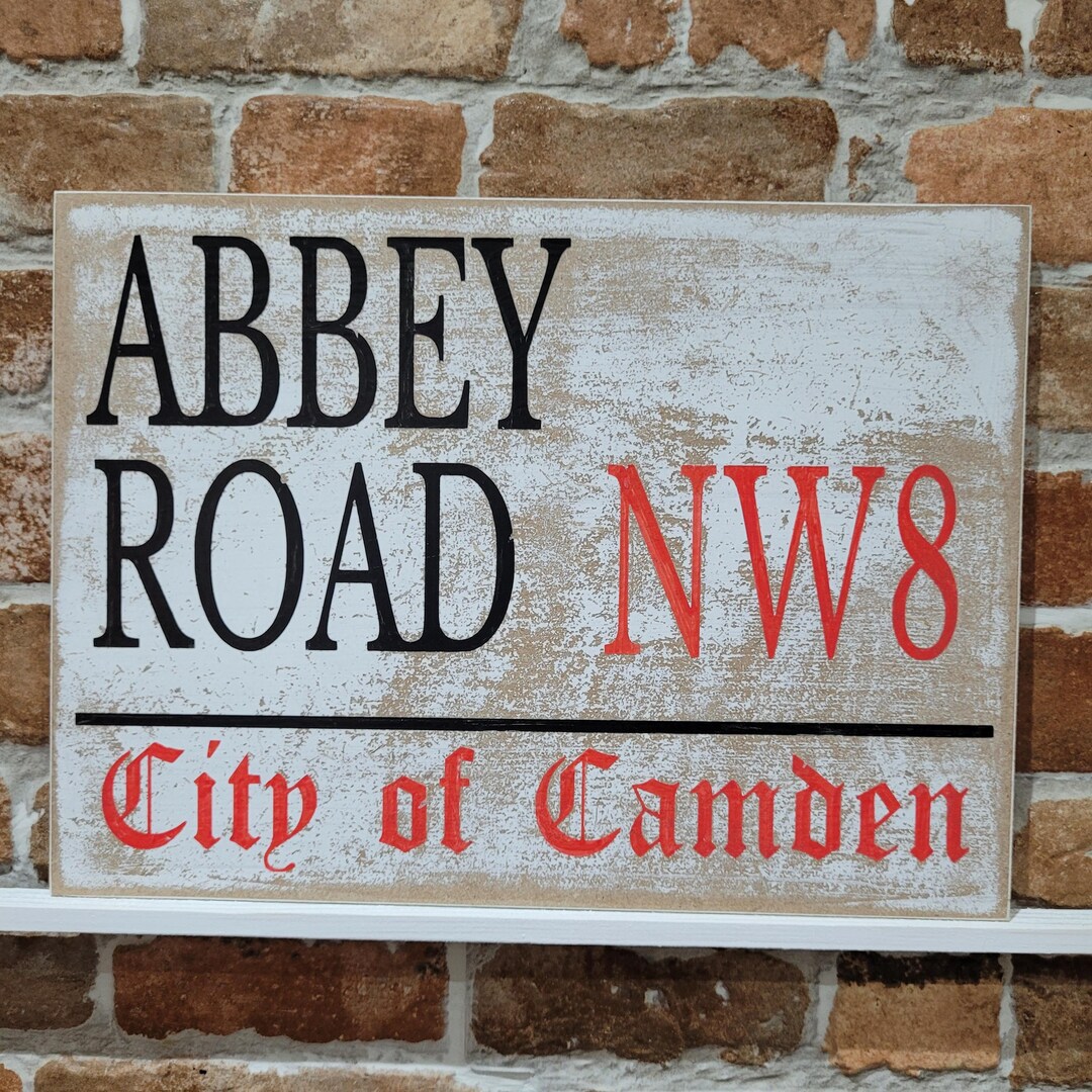 Abbey Road Sign Hand Painted Aged Wooden London Street Sign ...