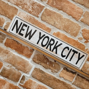 New York City Sign Hand Painted Aged Wooden Sign Customisable Home Decor Rustic Old Fashion Wood Plaque Gift