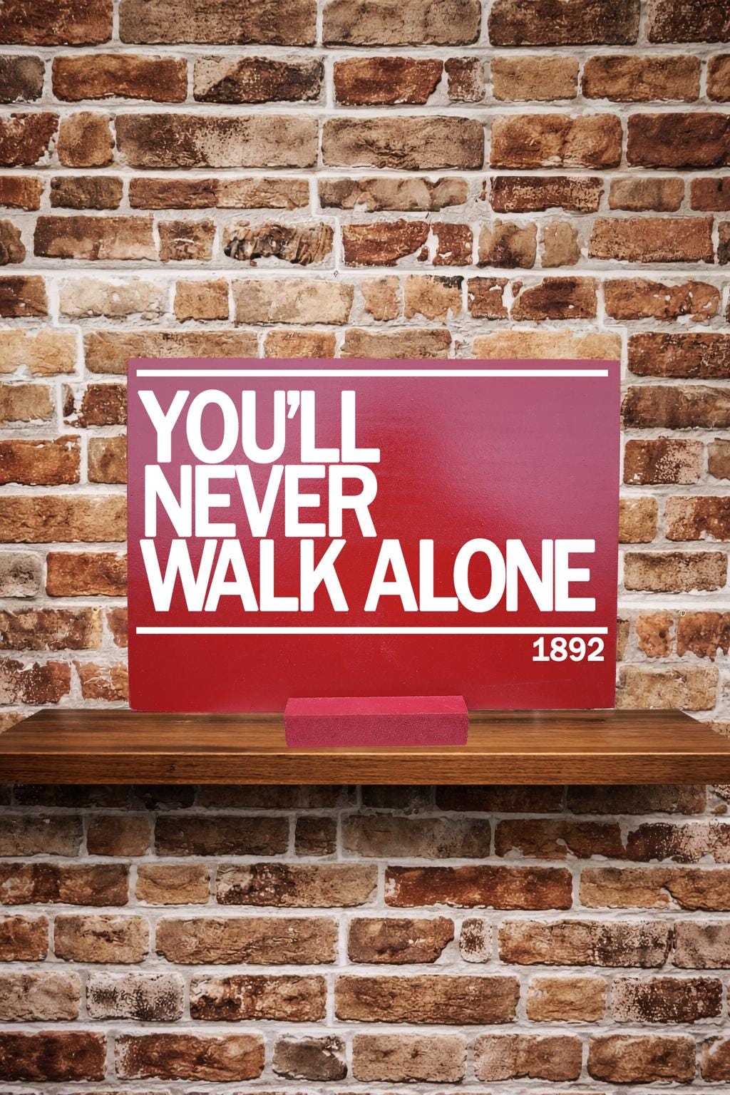 Insegna In Legno Liverpool FC - "You Will Never Walk Alone" - Regalo Per Tifoso - Fatto A Mano