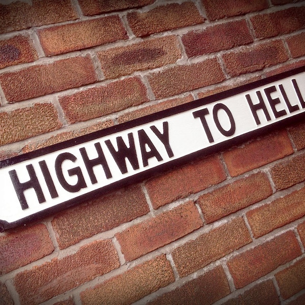 AC / DC Inspired Highway To Hell Faux panneau de rue en fonte