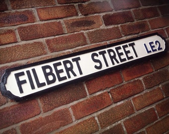 Filbert Street Vintage Leicester City Street Sign Football Ground Road Sign