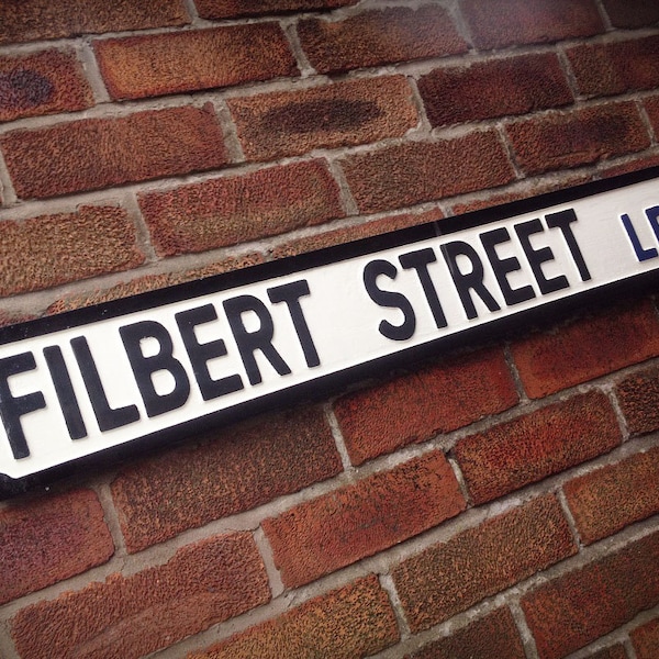 Filbert Street Vintage Leicester City Street Sign Football Ground Road Sign