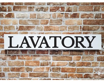 Lavatory Sign Bathroom Powder Room Wash Closet WC Toilet Loo Restroom Wash Room Painted Wood Sign Home Decor