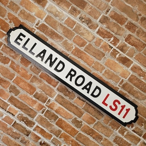 Elland Football Ground Indoor Raised Lettering Faux Cast Iron Effect Old Fashion Leeds Street Sign Plaque Perfect Home Decor Gift
