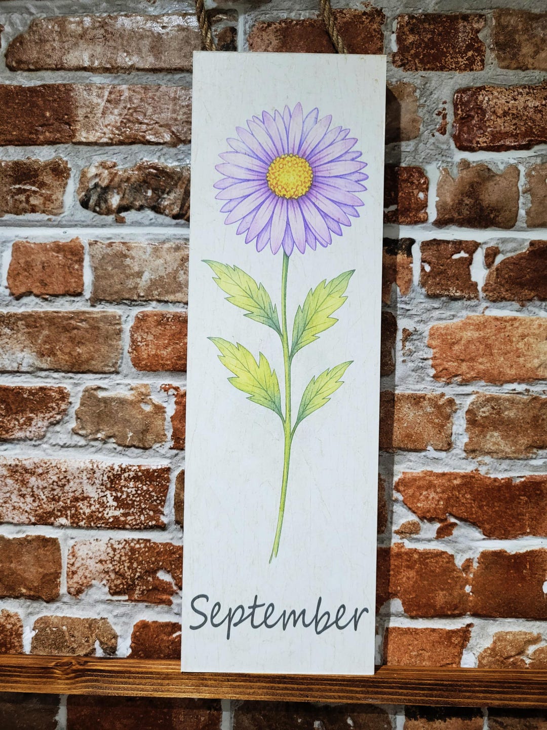 Aster Sign September Birth Flower Aster Wooden Sign Watercolour Personalised Virgo ...