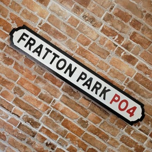 Fratton Park Football Ground Indoor Raised Lettering Faux Cast Iron Effect Old Fashion Portsmouth Street Sign Plaque Perfect Home Decor Gift