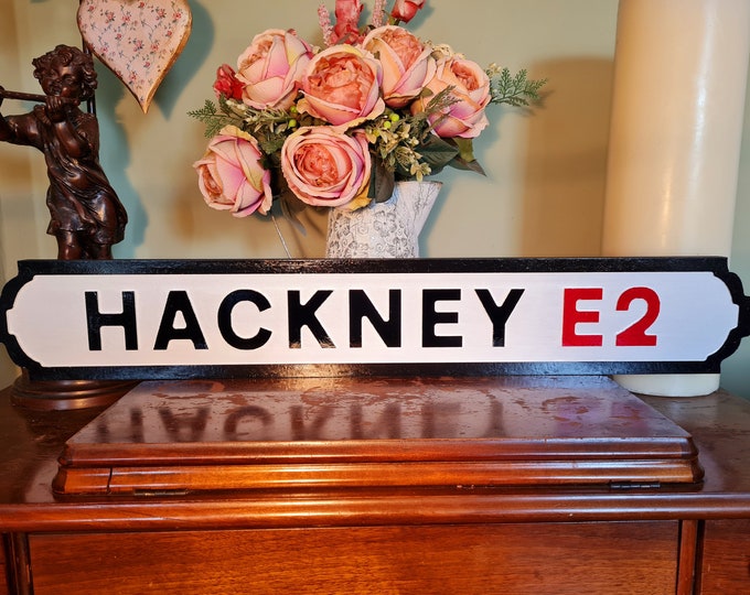 Hackney Indoor Faux Cast Iron Old Fashioned Effect London Street Sign