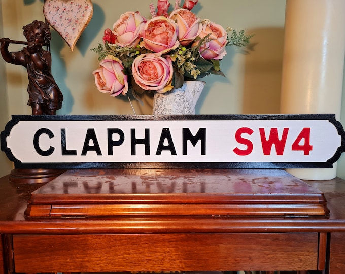 Clapham Indoor Faux Cast Iron Old Fashioned Effect London Street Sign