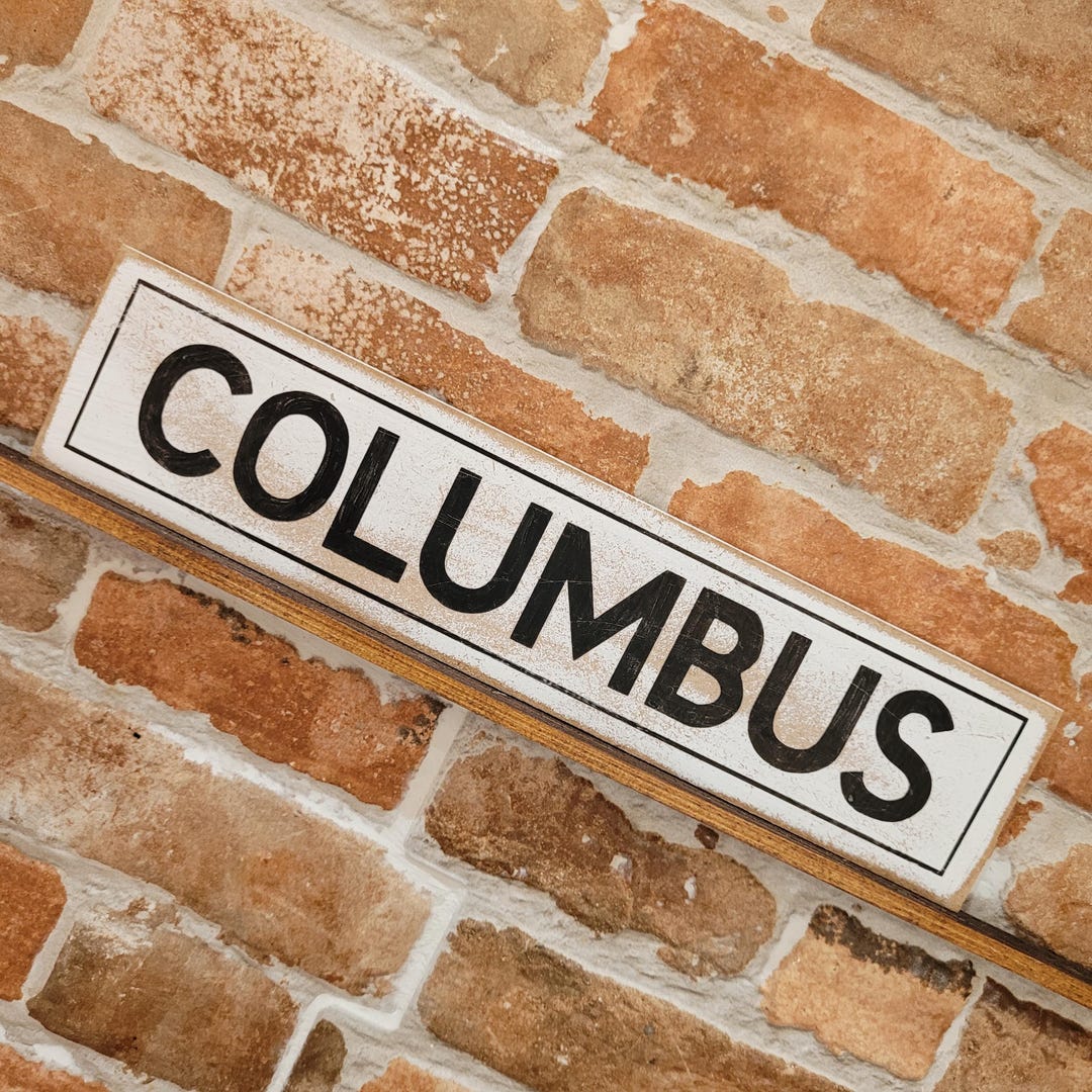 Columbus Sign Hand Painted Aged Wooden Ohio Sign Customisable Home ...
