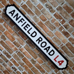 Anfield Road Football Ground Indoor Raised Lettering Faux Cast Iron Effect Old Fashion Liverpool Street Sign Plaque Perfect Home Decor Gift
