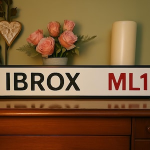 Ibrox Football Ground Indoor Raised Lettering Faux Cast Iron Effect Old Fashion Glasgow Street Sign Plaque Perfect Home Decor Gift