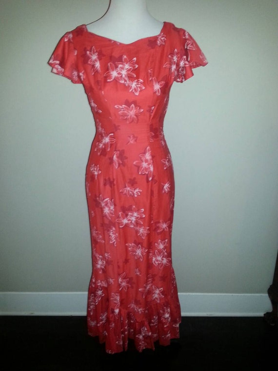 Vintage Red Hawaiian Dress (S) - image 2