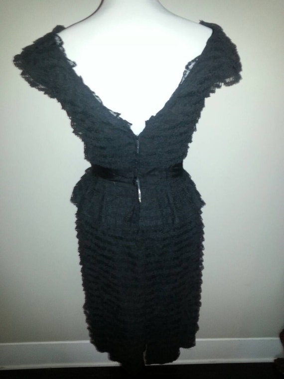 Vintage Lacey Black Wiggle Dress (S) - image 4