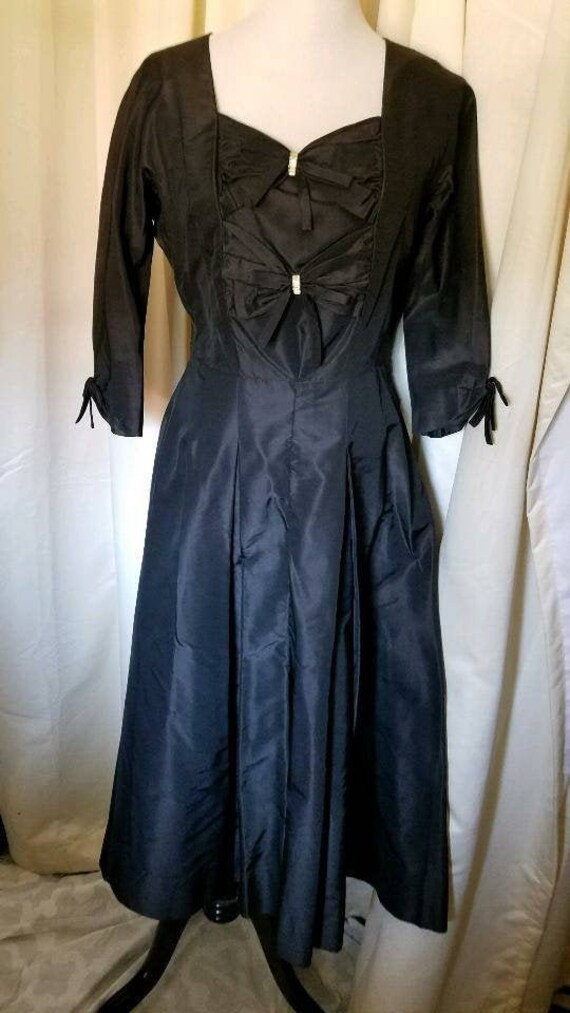 Vintage Black Taffeta Dress (L)