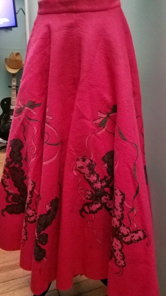 Retro Reproduction Hot Pink Felt Poodle Skirt (XS)