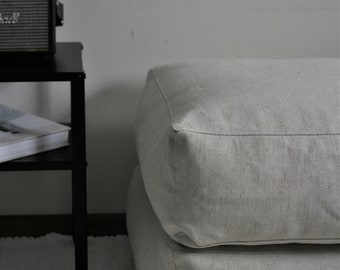 Minimalist ivory floor cushion floor pillow, square linen bean bag chair, living room pouf, floor pillow