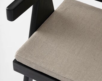 Gray linen chair cushion , square seat pad, dinning chair cushion, natural linen, minimalist decor office chair cushion