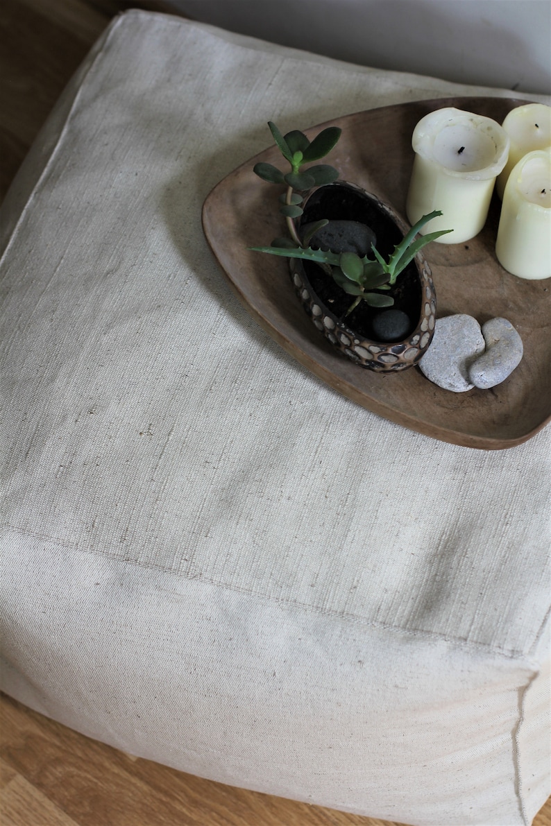 Square floor cushion white ivory pouf ottoman floor pillow Etsy