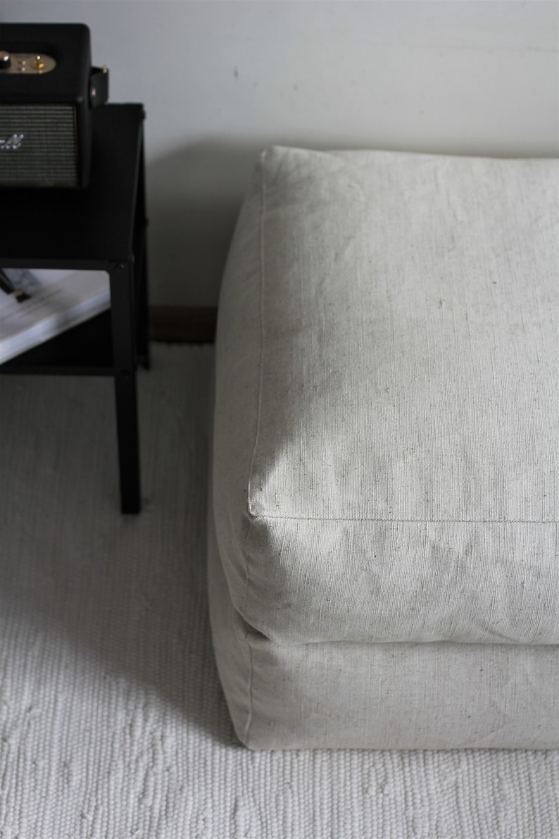 Square floor cushion white ivory pouf ottoman floor pillow Etsy