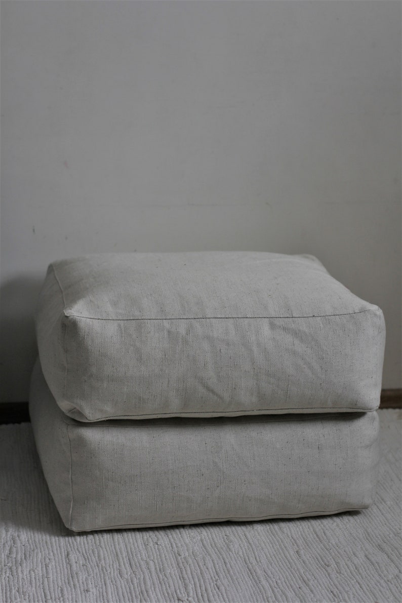 Square floor cushion white ivory pouf ottoman floor pillow Etsy