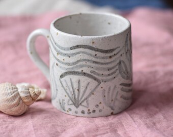Ceramic Seaside Mug, Handmade Pottery